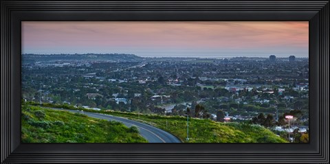 Framed Aerial view of a city viewed from Baldwin Hills Scenic Overlook, Culver City, Los Angeles County, California, USA Print