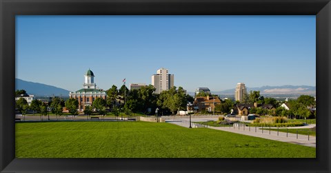 Framed Lawn with Salt Lake City Council Hall in the background, Capitol Hill, Salt Lake City, Utah, USA Print