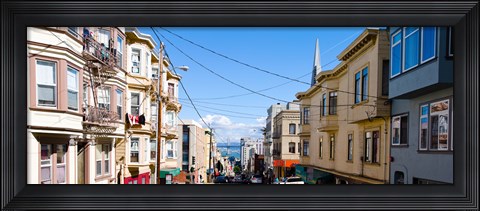 Framed Buildings in city with Bay Bridge and Transamerica Pyramid in the background, San Francisco, California, USA Print