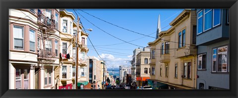 Framed Buildings in city with Bay Bridge and Transamerica Pyramid in the background, San Francisco, California, USA Print