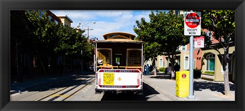 Framed Cable car on a track on the street, San Francisco, San Francisco Bay, California, USA Print