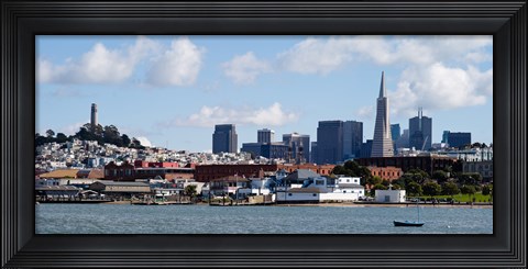 Framed Buildings at the waterfront, Transamerica Pyramid, Coit Tower, Fisherman&#39;s Wharf, San Francisco, California, USA Print