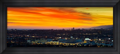 Framed Cityscape at dusk, Sony Studios, Culver City, Santa Monica, Los Angeles County, California, USA Print