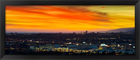 Framed Cityscape at dusk, Sony Studios, Culver City, Santa Monica, Los Angeles County, California, USA Print