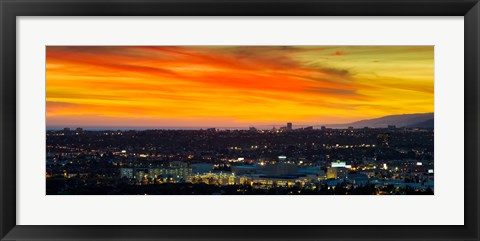 Framed Cityscape at dusk, Sony Studios, Culver City, Santa Monica, Los Angeles County, California, USA Print