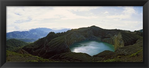 Framed Volcanic lake on a mountain, Mt Kelimutu, Flores Island, Indonesia Print