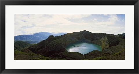 Framed Volcanic lake on a mountain, Mt Kelimutu, Flores Island, Indonesia Print