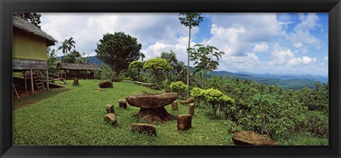 Framed Stone table with seats, Flores Island, Indonesia Print