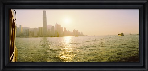Framed Buildings at the waterfront, Victoria Harbour, Hong Kong, China Print