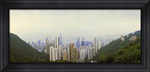 Framed Skyscrapers in a city, Hong Kong, China Print