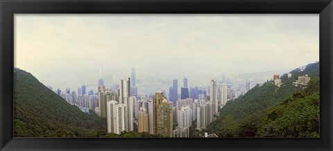 Framed Skyscrapers in a city, Hong Kong, China Print