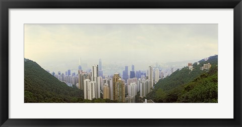 Framed Skyscrapers in a city, Hong Kong, China Print