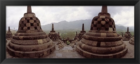 Framed 9th century Buddhist temple Borobudur on Java Island, Indonesia Print