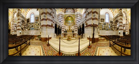 Framed Interiors of the basilica, Notre Dame De La Garde, Marseille, Bouches-du-Rhone, Provence-Alpes-Cote D&#39;Azur, France Print