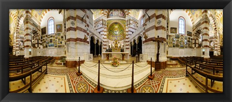Framed Interiors of the basilica, Notre Dame De La Garde, Marseille, Bouches-du-Rhone, Provence-Alpes-Cote D&#39;Azur, France Print