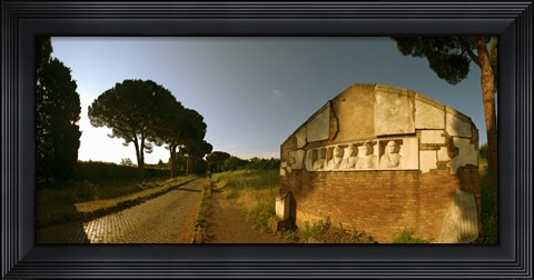 Framed Tombs and umbrella pines along the Via Appia Antica, Rome, Lazio, Italy Print
