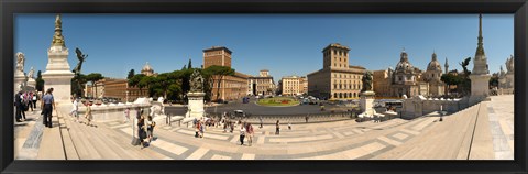 Framed Tourists at town square, Palazzo Venezia, Piazza Venezia, Rome, Lazio, Italy Print