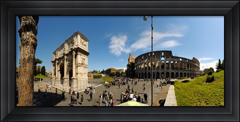 Framed Historic Coliseum and Arch of Constantine, Rome, Lazio, Italy Print