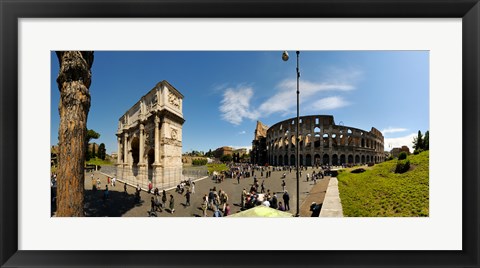 Framed Historic Coliseum and Arch of Constantine, Rome, Lazio, Italy Print