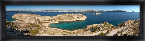 Framed Town of Marseille in the background, Mediterranean Sea, Provence-Alpes-Cote D&#39;Azur, France Print
