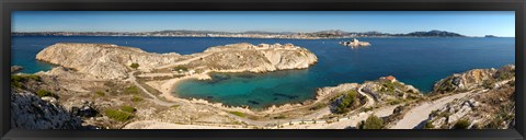 Framed Town of Marseille in the background, Mediterranean Sea, Provence-Alpes-Cote D&#39;Azur, France Print