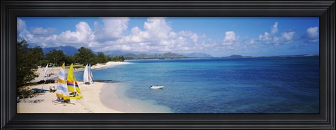 Framed High angle view of the beach, Kailua Beach, Oahu, Hawaii, USA Print