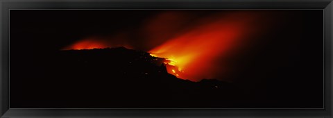 Framed Lava into ocean, Kilauea, Hawaii, USA Print