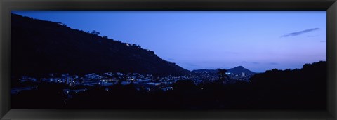 Framed Valley at dusk, Palolo, Oahu, Hawaii, USA Print