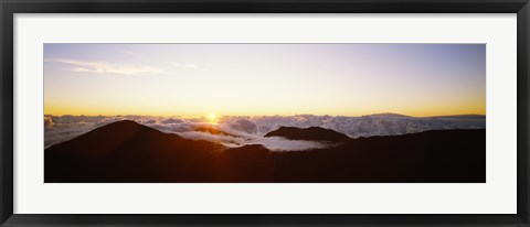 Framed Volcanic landscape covered with clouds, Haleakala Crater, Maui, Hawaii, USA Print