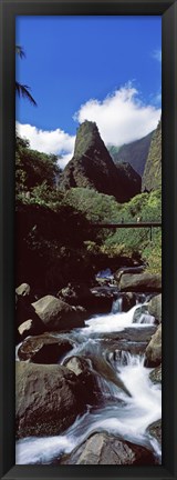 Framed Stream flowing through a valley, Iao Needle, Iao Valley, Wailuku, Maui, Hawaii, USA Print