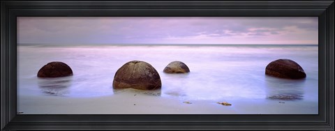 Framed Moeraki Boulders on the beach, Oamaru, Otago Region, South Island, New Zealand Print