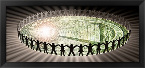 Framed People in circle around money Print