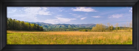 Framed Field with a mountain range in the background, Cades Cove, Great Smoky Mountains National Park, Blount County, Tennessee, USA Print