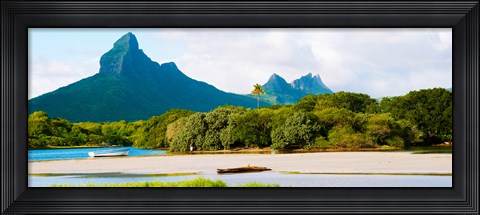 Framed Rempart and Mamelles peaks, Tamarin Bay, Mauritius island, Mauritius Print