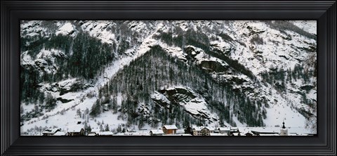 Framed Houses in a village in winter, Tasch, Valais Canton, Switzerland Print