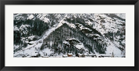 Framed Houses in a village in winter, Tasch, Valais Canton, Switzerland Print