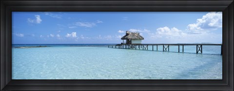 Framed Jetty and Dive Shack at Tikehau Village, Tuamotu Archipelago, French Polynesia Print