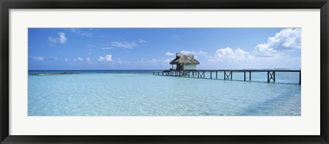 Framed Jetty and Dive Shack at Tikehau Village, Tuamotu Archipelago, French Polynesia Print