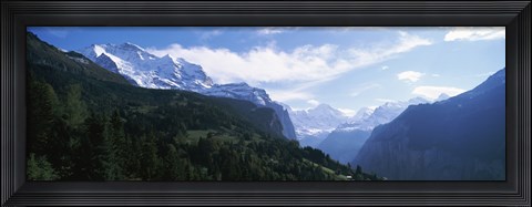 Framed Snow covered mountains, Swiss Alps, Wengen, Bernese Oberland, Berne Canton, Switzerland Print