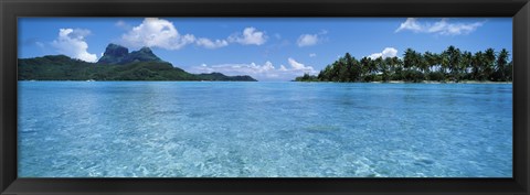 Framed Motu and lagoon, Bora Bora, Society Islands, French Polynesia Print