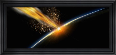 Framed Meteor hitting earth Print