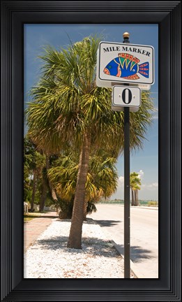 Framed Mile marker zero at Pass-A-Grille, St. Pete Beach, Tampa Bay Area, Tampa Bay, Florida, USA Print