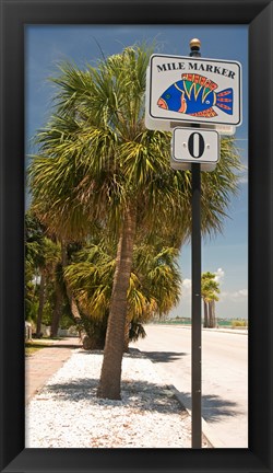 Framed Mile marker zero at Pass-A-Grille, St. Pete Beach, Tampa Bay Area, Tampa Bay, Florida, USA Print