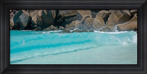 Framed Wave at Petite Anse, La Digue, Seychelles Print