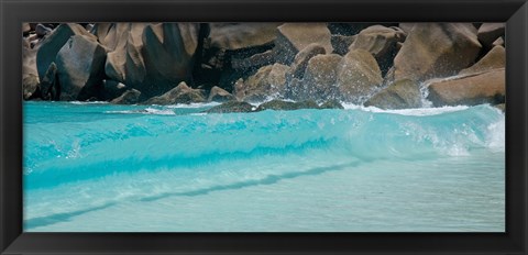 Framed Wave at Petite Anse, La Digue, Seychelles Print