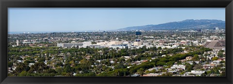 Framed High angle view of a city, Culver City, West Los Angeles, Santa Monica Mountains, Los Angeles County, California, USA Print