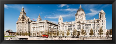 Framed Buildings at the waterfront, Royal Liver Building, Port Of Liverpool Building, Liverpool, Merseyside, England Print