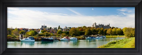 Framed Boats at River Arun, Arundel, West Sussex, England Print