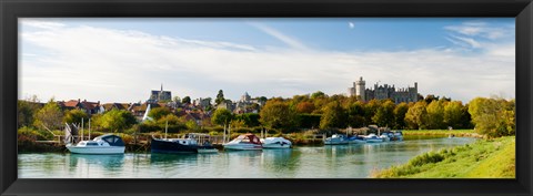 Framed Boats at River Arun, Arundel, West Sussex, England Print