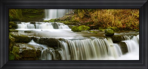 Framed Waterfalls in a forest, Scaleber Force, Yorkshire Dales, North Yorkshire, England Print